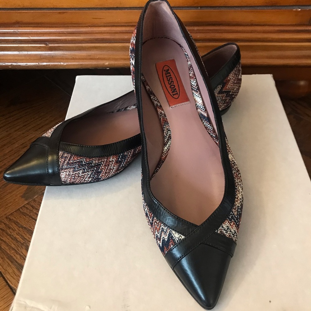 Missoni Multi Color Chevron Print Pointed Toe Flat - image 1